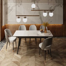 Стол АТЛАНТА 160(200)*80*76 Laminam Invisible white (5 mm)