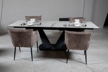 Стол Луара 140(200)*80*76 Laminam Invisible white (5 mm)