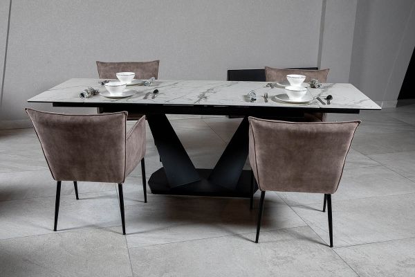 Стол Луара 140(200)*80*76 Laminam Invisible white (5 mm) - фото 5