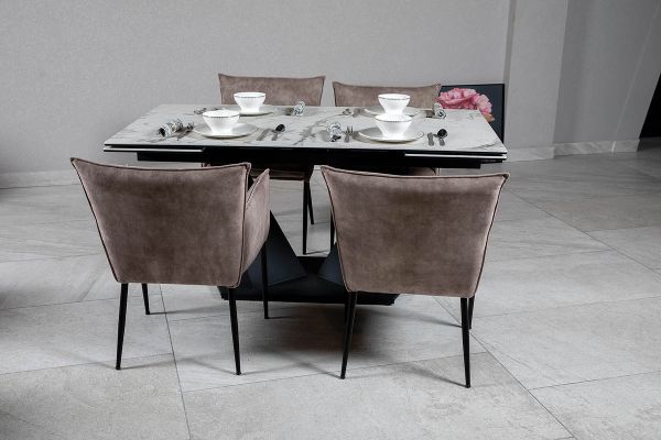 Стол Луара 140(200)*80*76 Laminam Invisible white (5 mm) - фото 3