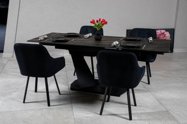 Стол Луара 140(200)*80*76 Laminam Naturali Noir Desir (3 mm)