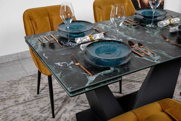 Стіл Луара 140(200)*80*76 Laminam Verde Alpi Lucidato (5mm)