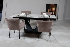 Стол Луара 160(240)*90*76 Laminam Bianco Statuario Venato (3 мм)