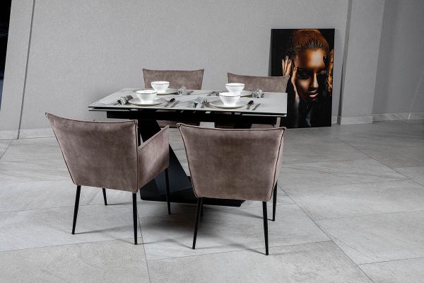 Стол Луара 160(240)*90*76 Laminam Bianco Statuario Venato (3 мм)