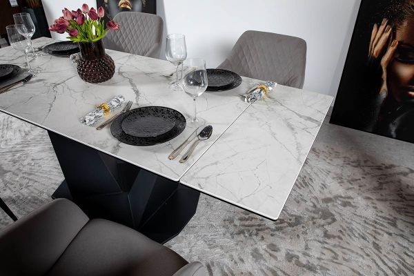 Стіл Луара 160(240)*90*76 Laminam Invisible white (5 mm)