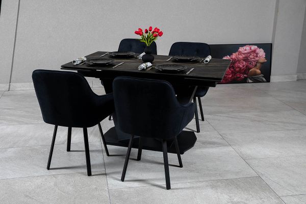 Стіл Луара 160(240)*90*76 Laminam Naturali Noir Desir (3 mm)