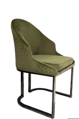 Стул обеденный DC077 Чорна титанова нержав.сталь, полиуретан Изумруд Vetro mebel