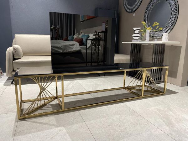 Тумба під телевізор TS026 золота нержавіюча сталь - фото 2