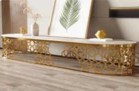 Тумба під телевізор золота нержавіюча сталь, мармур Sogni