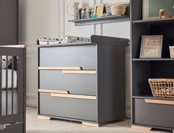Snap Комод на три ящика білий/сірий PINIO - фото 4