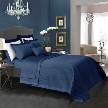 Hotel Melody 2 Покрывало на кровать 280*260, 2шт наволочки 50*75 Navy blue