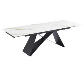 Обідній стіл OKT-2295 1800(2400)*900*760 Глянцеве покриття Kass gold white Hestia