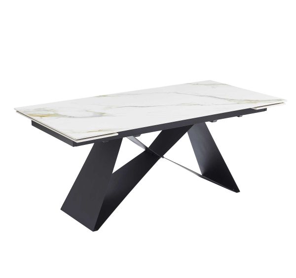 Обідній стіл OKT-2295 1800(2400)*900*760 Глянцеве покриття Kass gold white Hestia - фото 2