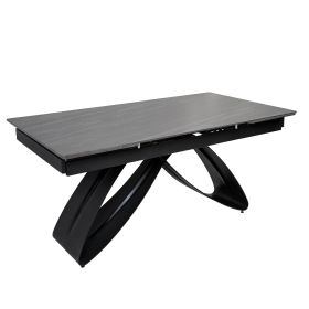 Обеденный стол OKT-2399 1600(2400)*900*760 Австралийский песок, черный матовый Hestia