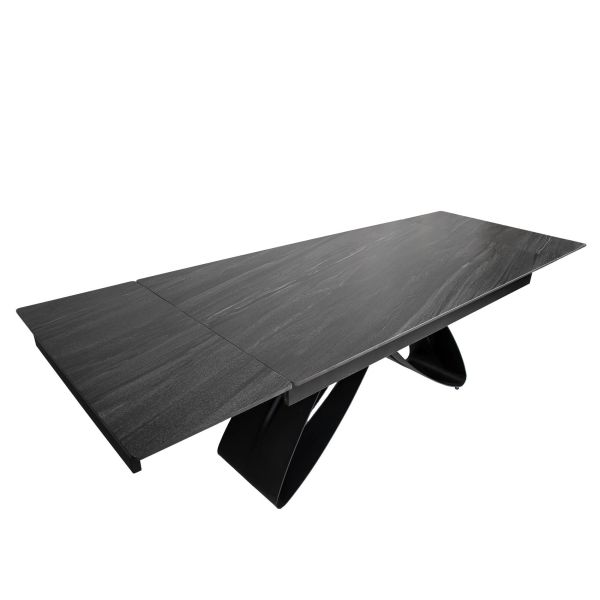 Обеденный стол OKT-2399 1600(2400)*900*760 Австралийский песок, черный матовый Hestia - фото 5