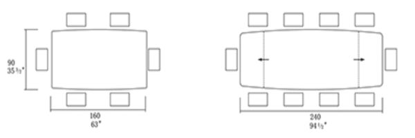 Обеденный стол OKT-2399 1600(2400)*900*760 Австралийский песок, черный матовый Hestia