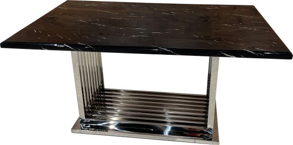 Обідній стіл DT138 Срібна нержав.сталь, мармур (150/90/75)