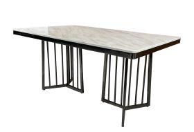 Обідній стіл DT102 Чорний титан нержав.сталь, мармур(125/90/75)