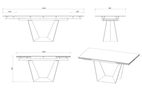 Кухонний стіл Тахо DT-002.01(160-240/90/76) - фото 2