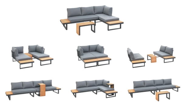 Набор садовой мебели с боковыми столиками AC1587 175х77х68, 70х35х40 DEKA - фото 3