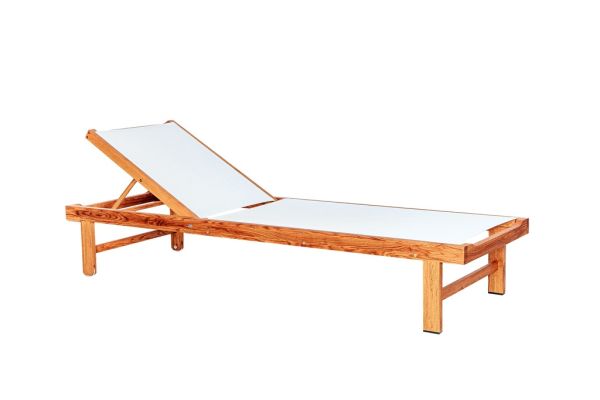 CHALET LOUNGE Шезлонг 2100х700х350 дуб, каркас тік, матрац сірий Woodsun