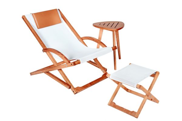 CHALET SWING CLASSIC Крісло шезлонг 760х900х820 дуб, каркас тік, матрац текстилен сірий Woodsun - фото 11