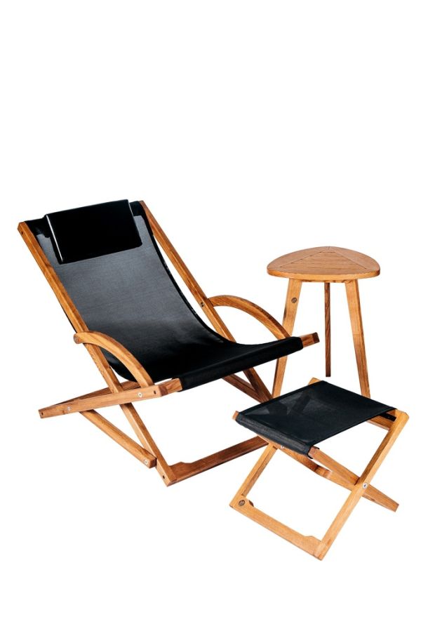 CHALET SWING CLASSIC Крісло шезлонг 760х900х820 дуб, каркас тік, матрац текстилен сірий Woodsun - фото 12