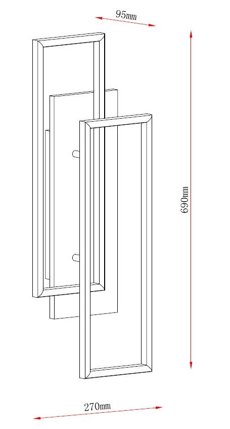 MAR2024099W LED Настенный светильник 270x95x690mm Черный-Дерево