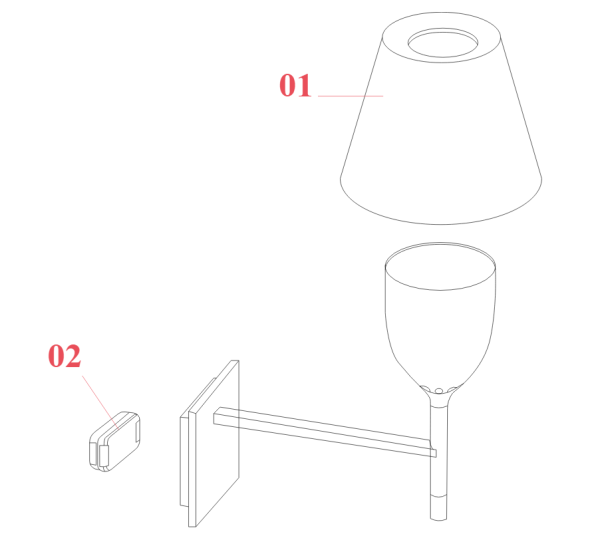 Настенный светильник KTRIBE W DIM EU хром\алюм.свет (корпус, диффузор) FLOS