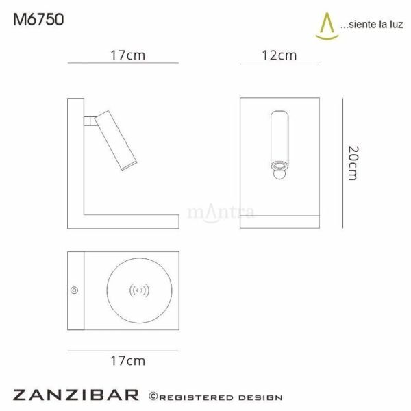 ZANZIBAR LED настенная лампа белая 3W - CELL PHONE INDUCTION CHARGER 6750 (Blanco arena-Sand white) Mantra - фото 3