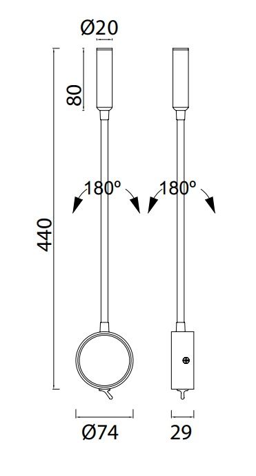 BOAVISTA настенный светильник ARM READER LED 1L-3W 6047 (Negro-Black) Mantra - фото 3