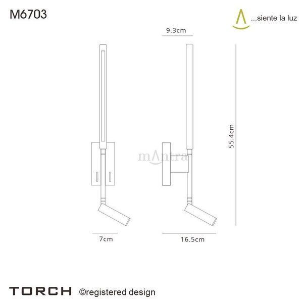 Осветительный прибор аппликация, черный шлифованный светодиод со считывателем 3W, 6W 3000K