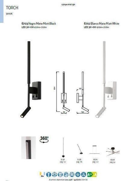 Осветительный прибор аппликация, черный шлифованный светодиод со считывателем 3W, 6W 3000K - фото 2