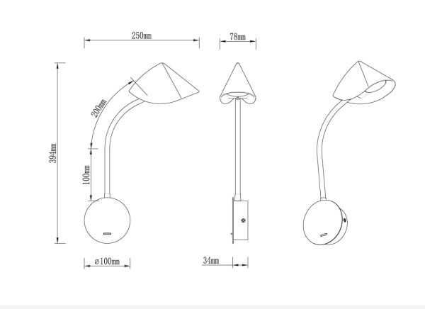 GOA настенный светильник ARM READER LED 7.5W 3000K 7721 ( Negro-black) Mantra - фото 6