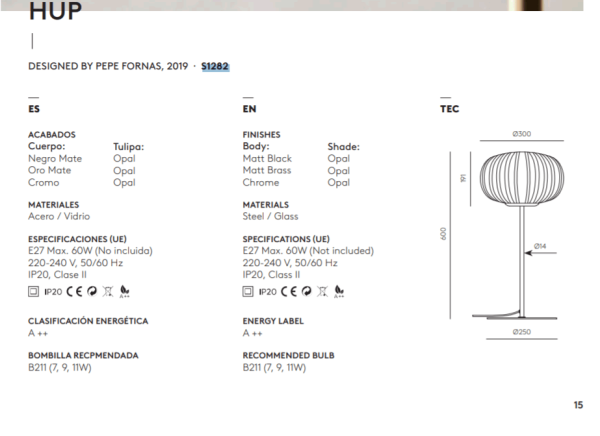 HUP настільна лампа. МАТ ЛАТУНЬ/ОПАЛОВИЙ АБАЖУР AROMAS - фото 4