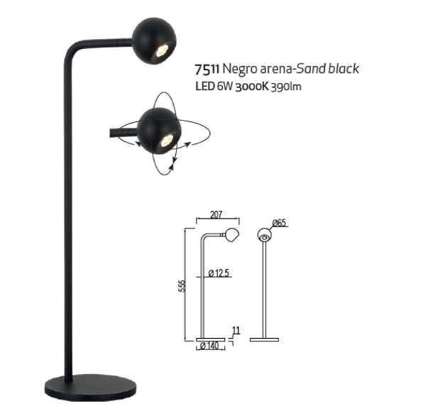 EYES настольная лампа большая черная 6W 3000K - фото 3