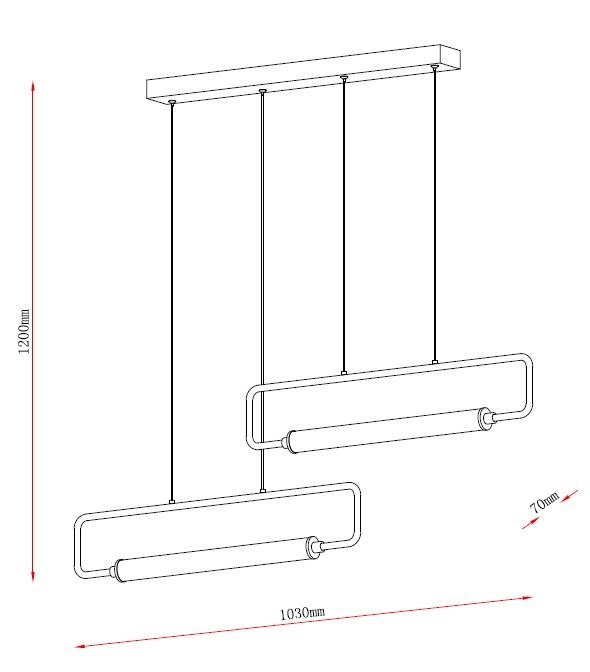 MAR2024085P2 LED Підвісний світильник 1030x70x1200mm Чорний - фото 2