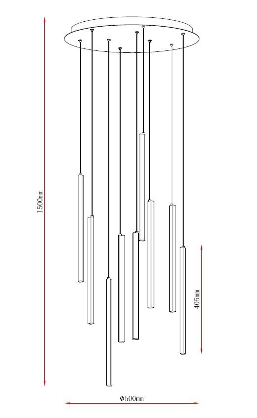 MAR2023522P9-BK LED Підвісний світильник Φ500x1500mm Чорний - фото 2
