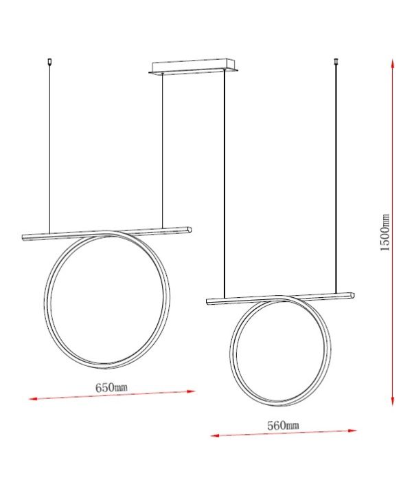 MAR2024163-2 LED Підвісний світильник 650х560x1500mm Чорний - фото 2