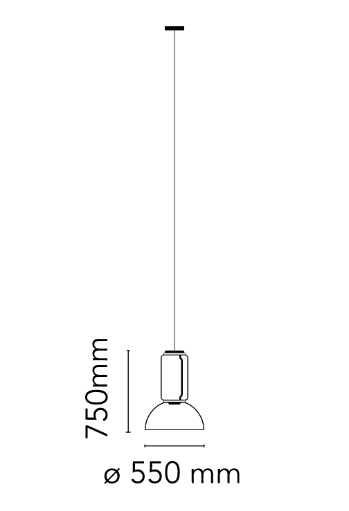Підвісна лампа NOCTAMBULE S 1 низький ціліндр (розетка, підвіска, скляний плафон) FLOS - фото 2