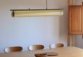 FITO L подвесная лампа. 14W 3000K. ЧЕРНЫЙ МАТОЧНЫЙ КОРПУС/ЛАМПА МАТОВОЕ ЗОЛОТО. AROMAS