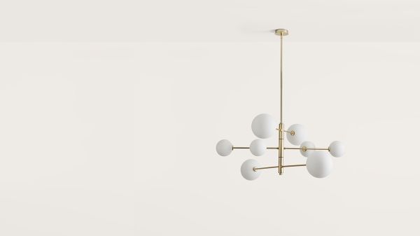 ATOM підвісна лампа. 8xG9 5W 2700K. МАТОВИЙ ЛАТУННИЙ/СКЛЯНИЙ АБАЖУР AROMAS