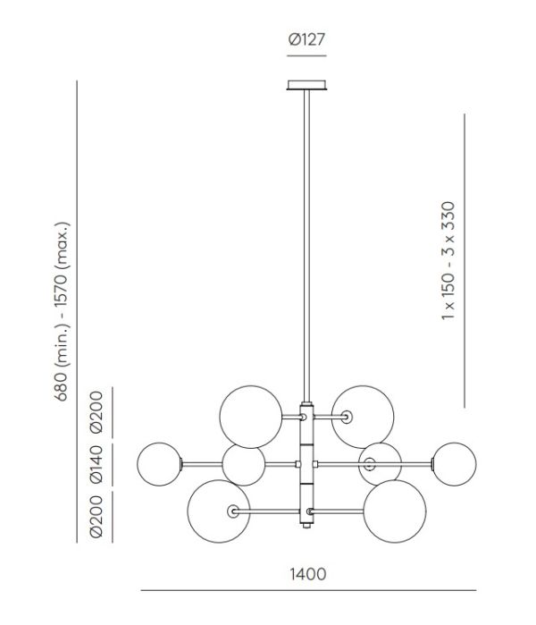 ATOM підвісна лампа. 8xG9 5W 2700K. МАТОВИЙ ЛАТУННИЙ/СКЛЯНИЙ АБАЖУР AROMAS - фото 4