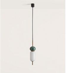 ANET підвісна лампа. 1xG9 5W 3000K метал під зістарене золото/зелений мармур/опаловий AROMAS
