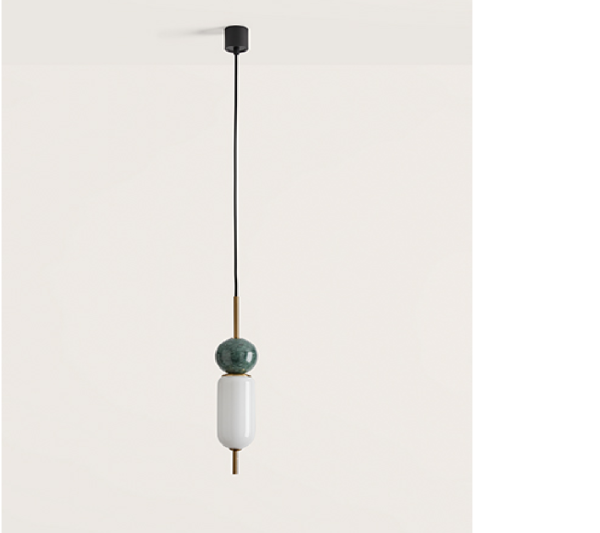 ANET підвісна лампа. 1xG9 5W 3000K метал під зістарене золото/зелений мармур/опаловий AROMAS