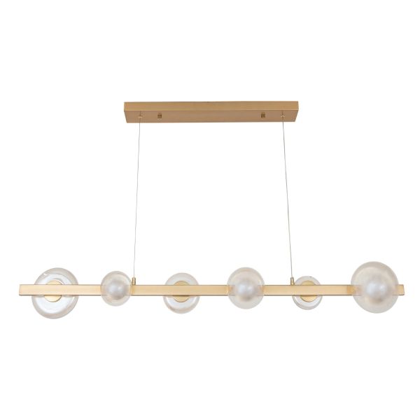 Люстра LED*6*3W 1200*120 мм Залізо, скло Мідно-золотий Astro