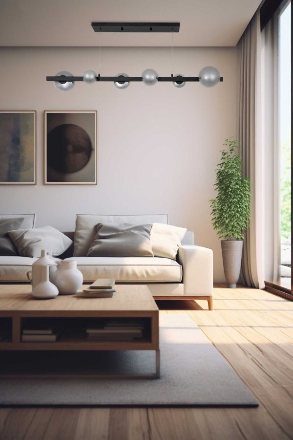 Люстра LED*6*3W 1200*120 мм Залізо, скло Чорний Astro - фото 3