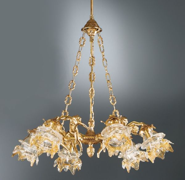 Литая люстра из янтарного стекла NERVILAMP