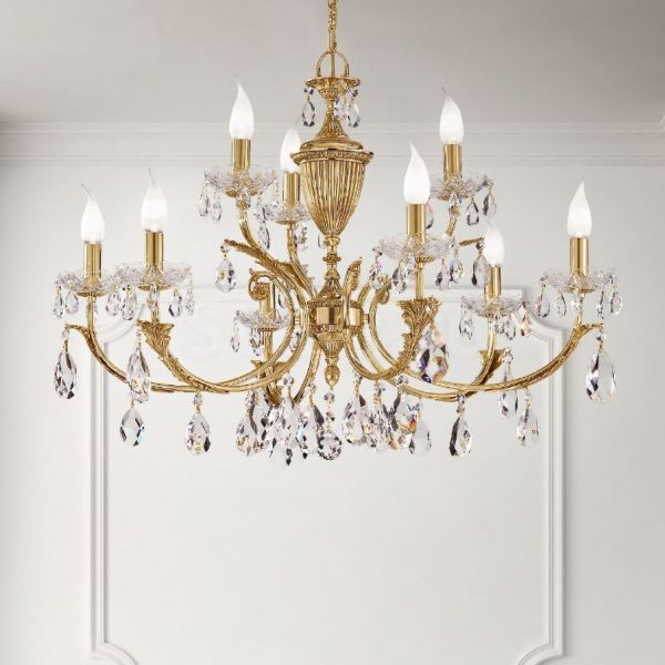 Литая люстра - хрусталь Schoeler французское золото NERVILAMP