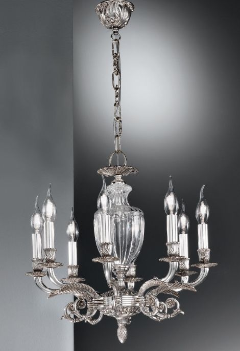 Лита люстра - кристально чисте античне срібло NERVILAMP